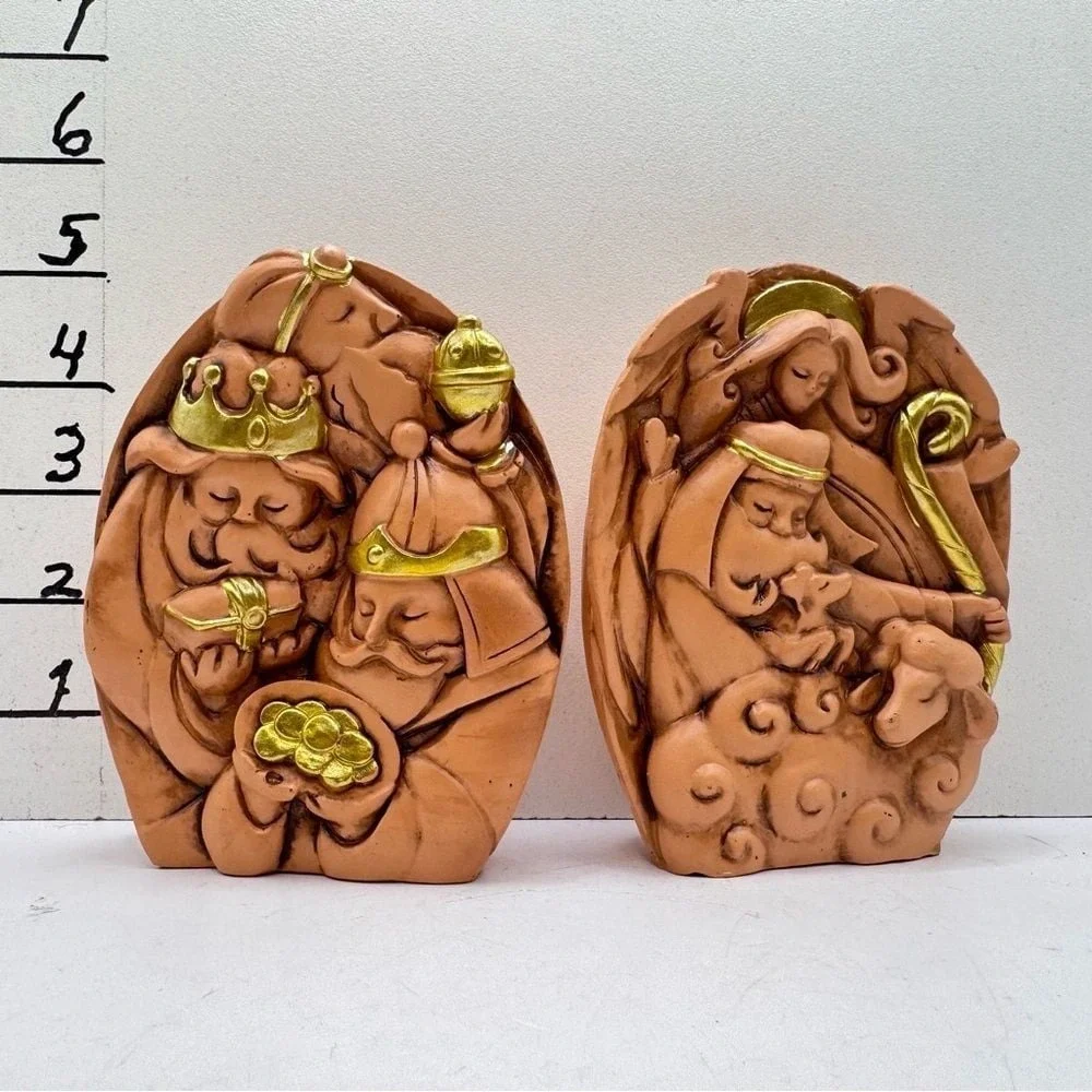 Handcrafted‎ Nativity Scene Figurines resin with bible verses on back